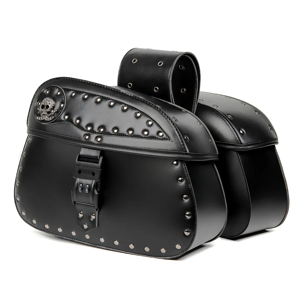 

Противоугонный замок с паролем, седельные сумки в стиле ретро, боковые сумки для багажа мотоцикла, водонепроницаемые сумки для хранения для Harley-Davidson Kawasaki