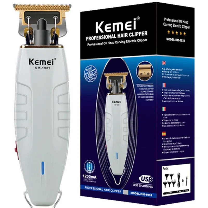 Kemei KM-1931 Professional Hair Clipper Barber Hair Trimmer for Men Retro Buddha Cordless Edge Electric Hair Cutting Machine