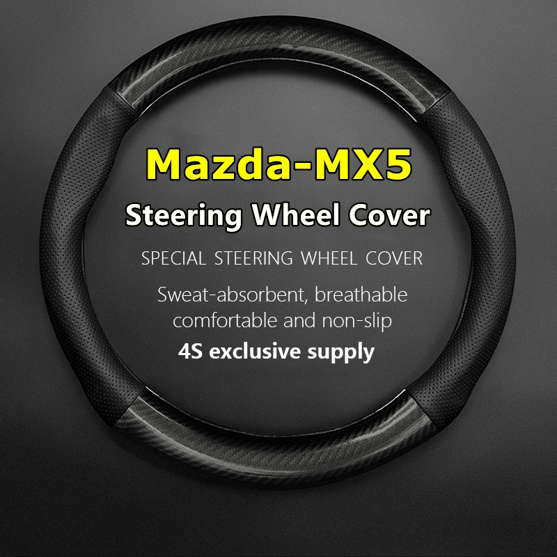 

Fiber Leather For Mazda MX5 Steering Wheel Cover Leather Carbon Fit MX-5 25th Anniversary 2014 2.0 2009 RF Kuro 2017