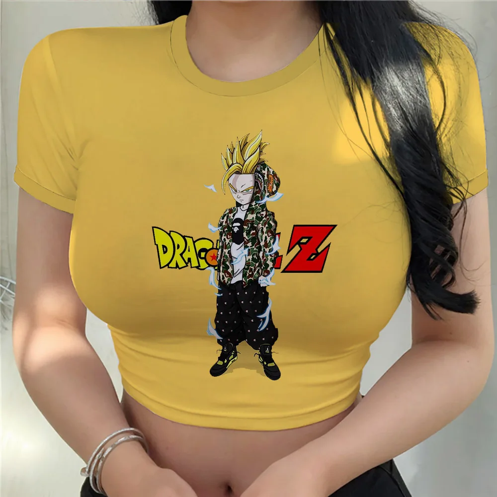 New T-shir T Shirt Goku Dragon Ball Z Y2k Crop Top Fashion Harajuku Sexy Anime Cool Kawaii Clothes Vegeta Women Fashion New Goku
