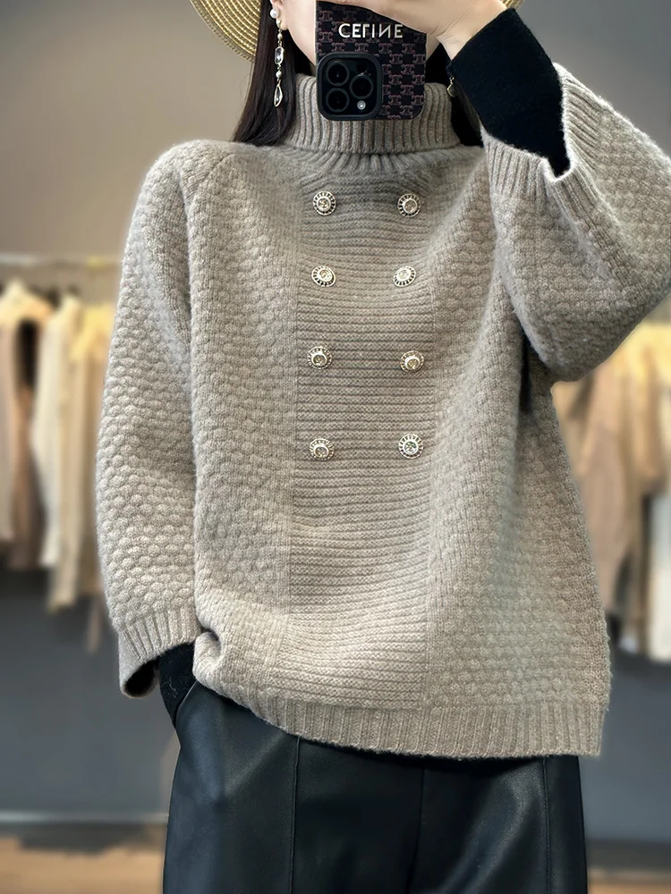 Толстая водолазка на осень и зиму 100 чистые свитеры женские девять точечные