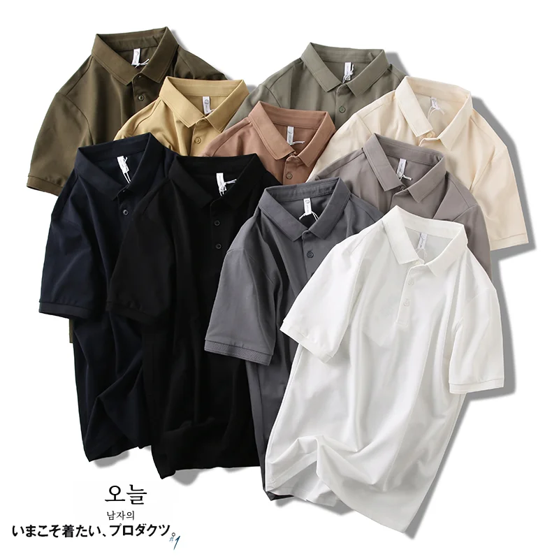 Strong Recommend! Fine Yarn Pearl Cotton! Foreign Trade Men's Clothing Summer Solid Business Leisure Lapel Short sleeve Polo ...