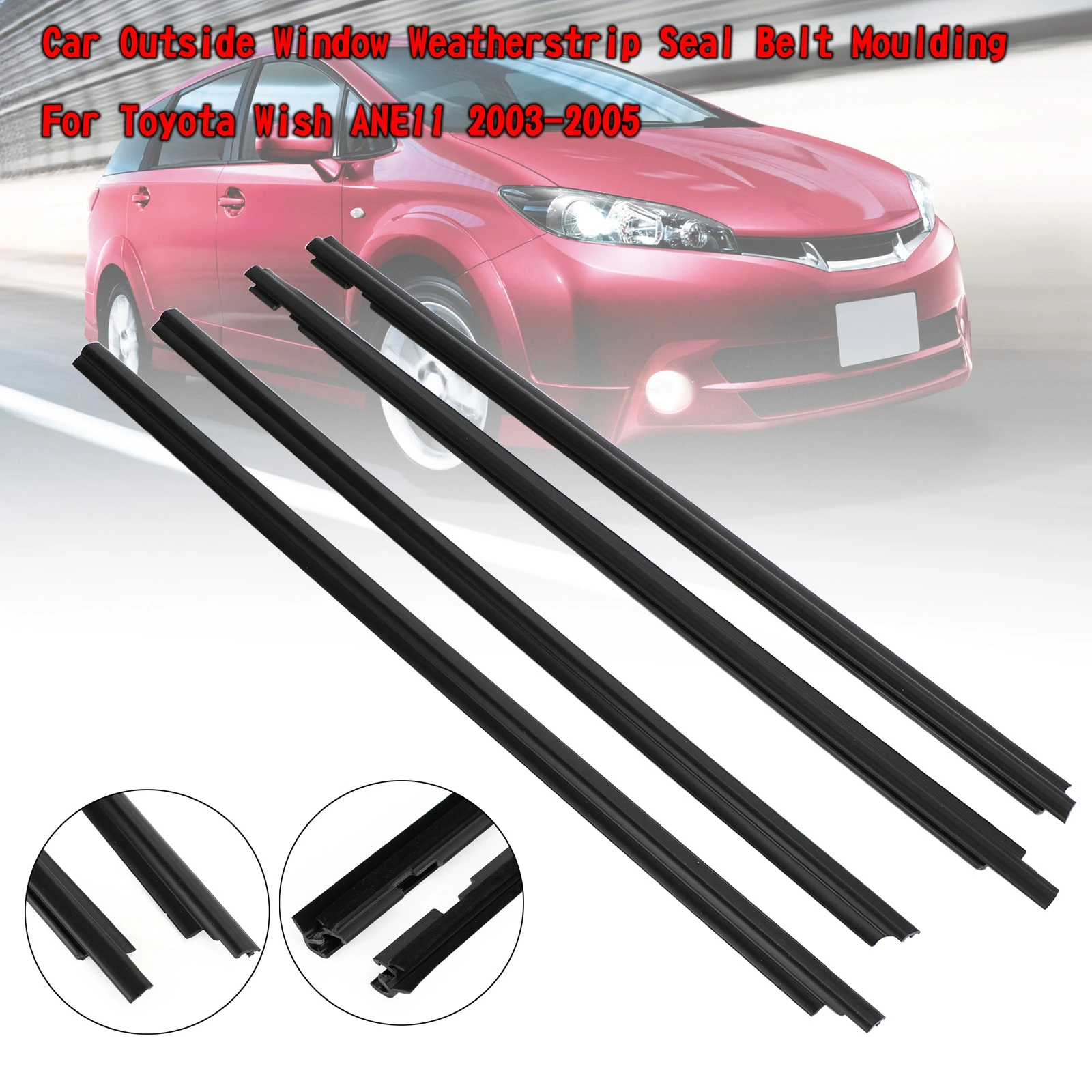 

Areyourshop Car Outside Window Weatherstrip Seal Belt Moulding For Toyota Wish ANE11 03-2005