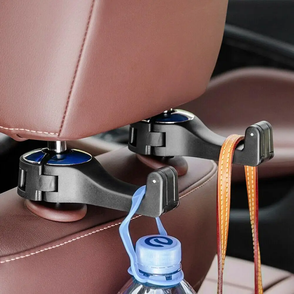 

2 Pcs Car Lock Hook Multi-functional Mobile Phone Bracket Universal 360 Degrees Rotation Headrest Hooks Purse Holder Car Storage