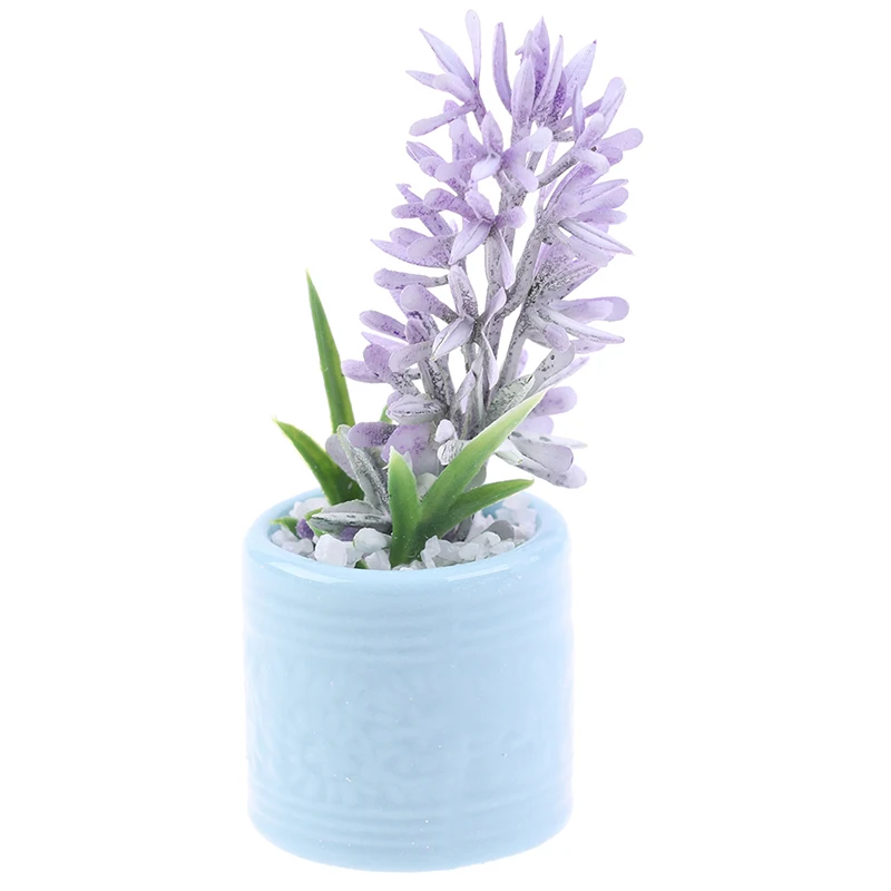 

2022 Mini Potted Plant Flowers Pot DollHouse Decor Bonsai Model Kids Play Toys 1:12 Doll House Miniature Furniture Ornament