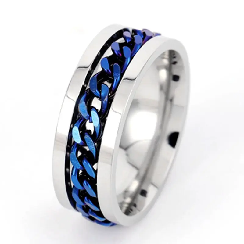 

Digital chain stainless steel ring European and American popular rotary ring stainless steel jewelry