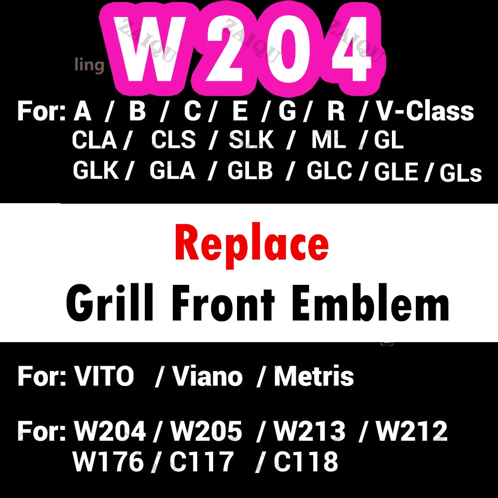 

3D Mirror Logo Grills Badge Front Emblem For W205 W212 W213 W204 W176 W246 W177 ML W166 W205 W206 CLA C117 A C E G GLC