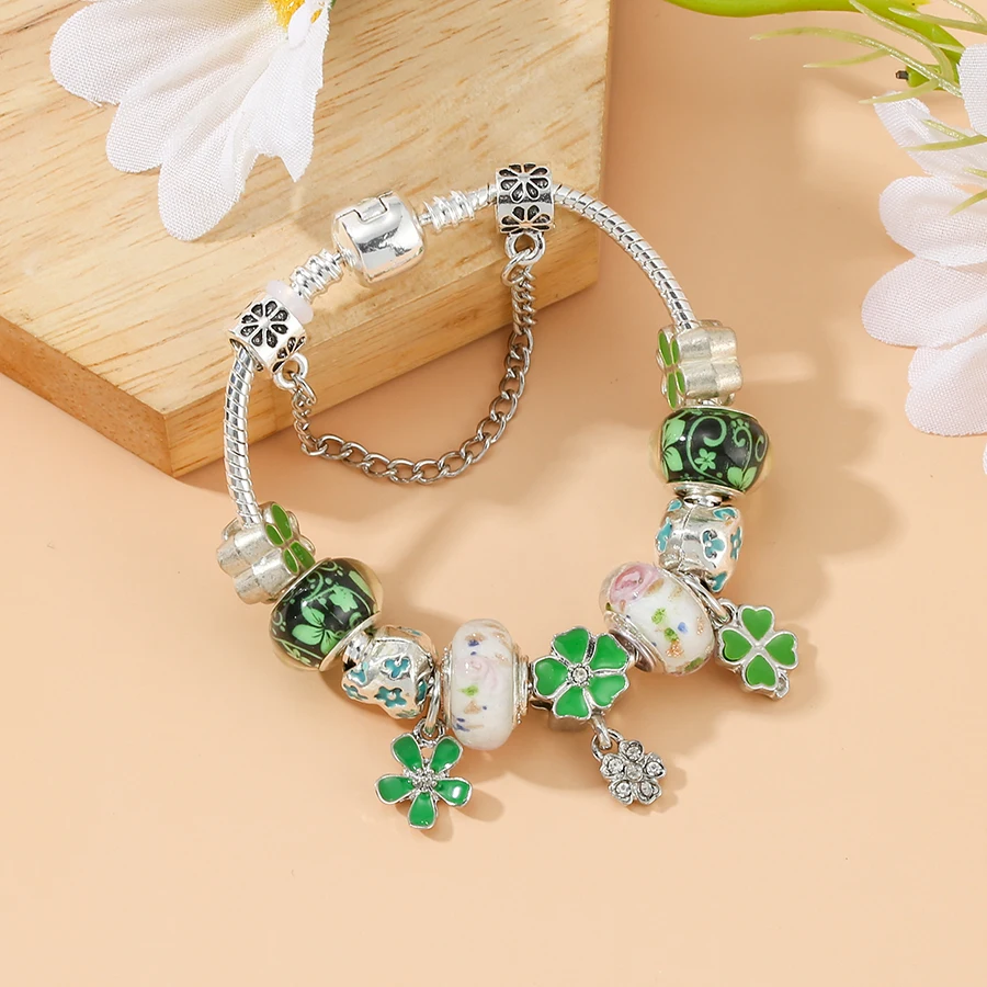 Seialoy новый зеленый цветок бабочка браслеты-подвески для женщин и девочек