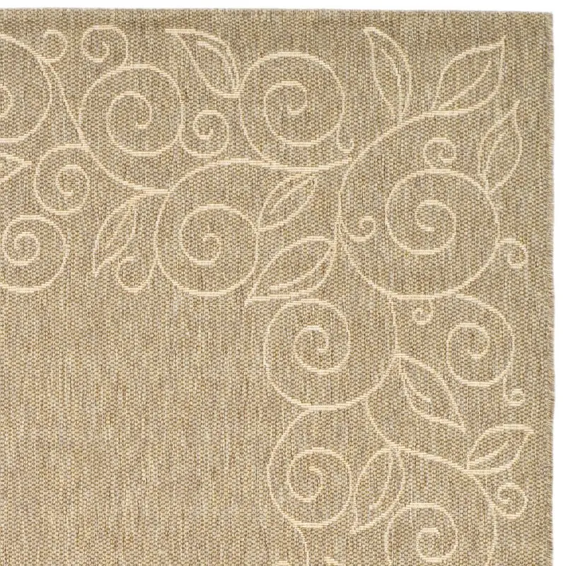 

Gorgeous Chole Floral Bordered Dark-Beige/Beige Indoor/Outdoor Runner Rug, 2'7" x 8'2" – Perfectly Stylish and Classy Look for
