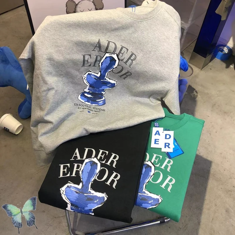 

ADER ERROR Portrait Trophy 3D Graffiti Letters Crewneck Sweatshirt Men Women Oversize Pullovers