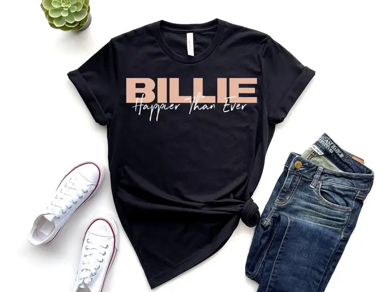 

2022 Happier Than Ever Billie Happier Than Ever Concert Shirt Billie T-shirt Short Sleeve Minimalist Graphic Tee