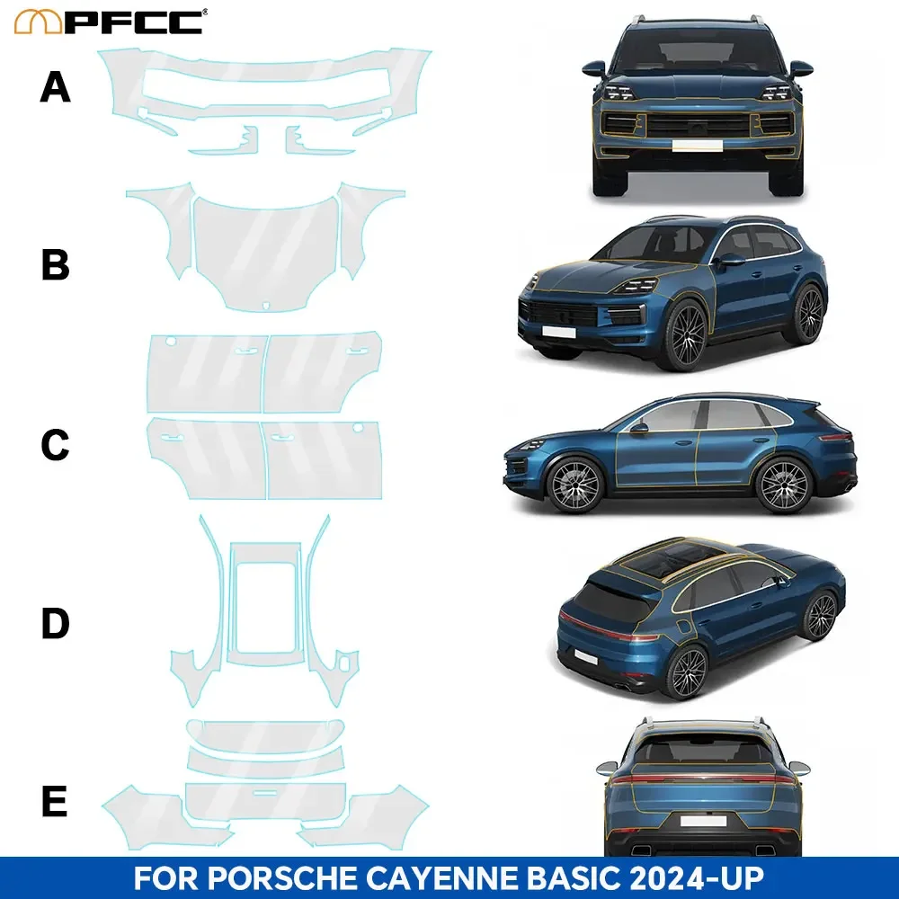 PPF ТПУ для Porsche Cayenne Basic 2024-up Защитная пленка краски Предварительно вырезанная