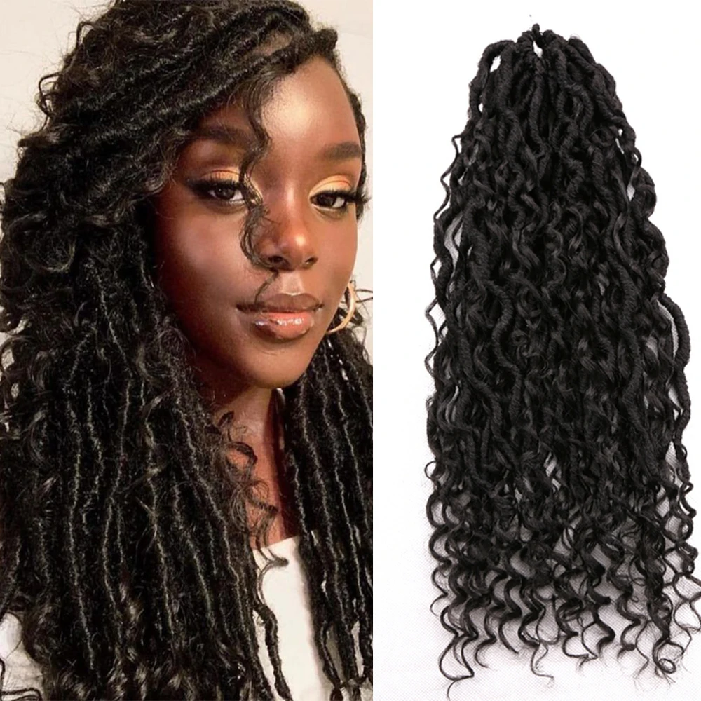 

Synthetic River Goddess Faux Locs Crochet Braids Hair Passion Twist Extensions Soft Braiding Ombre with Curly Ends Wavy Hair