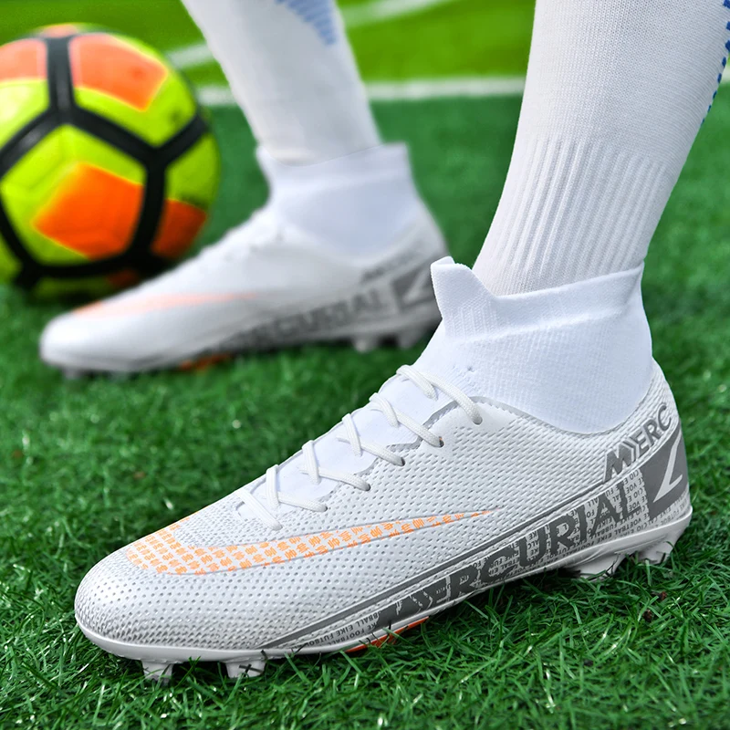FG/TF Soccer Shoes Men Hot Sale Professional Lightweight Non-slip Outdoor Football Boots High Ankle Cleats Grass Soccer Sneakers