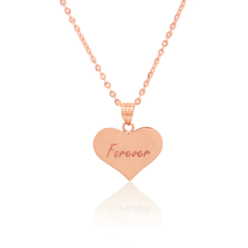 

Women Forever Heart 18K Solid Gold Charm Pendant Fancy 18 Glossy Carat AU750 Real True Genuine Gold Necklace for Female