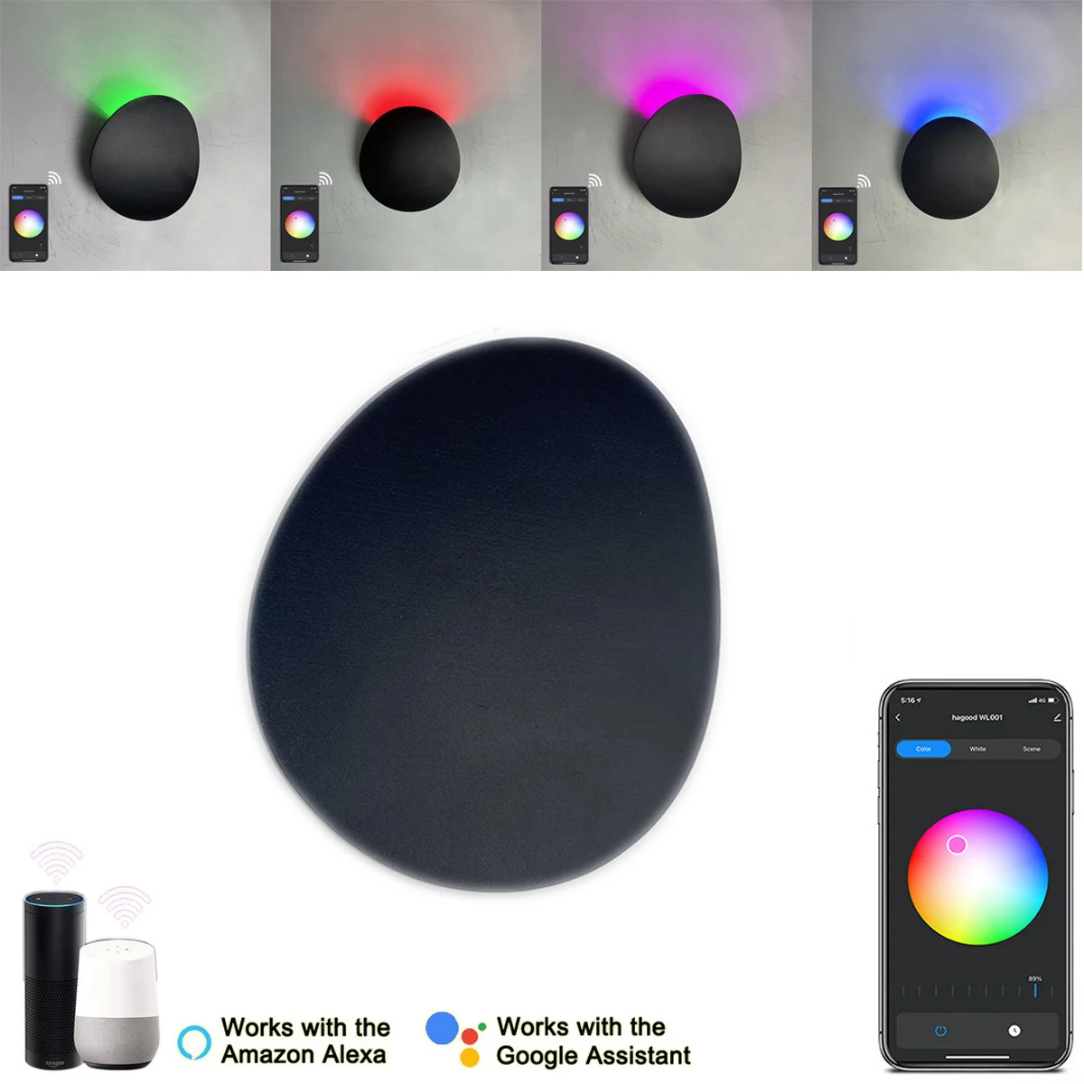 9 Вт RGBW светодиодный настенный светильник Wifi Bluetooth умное приложение управление