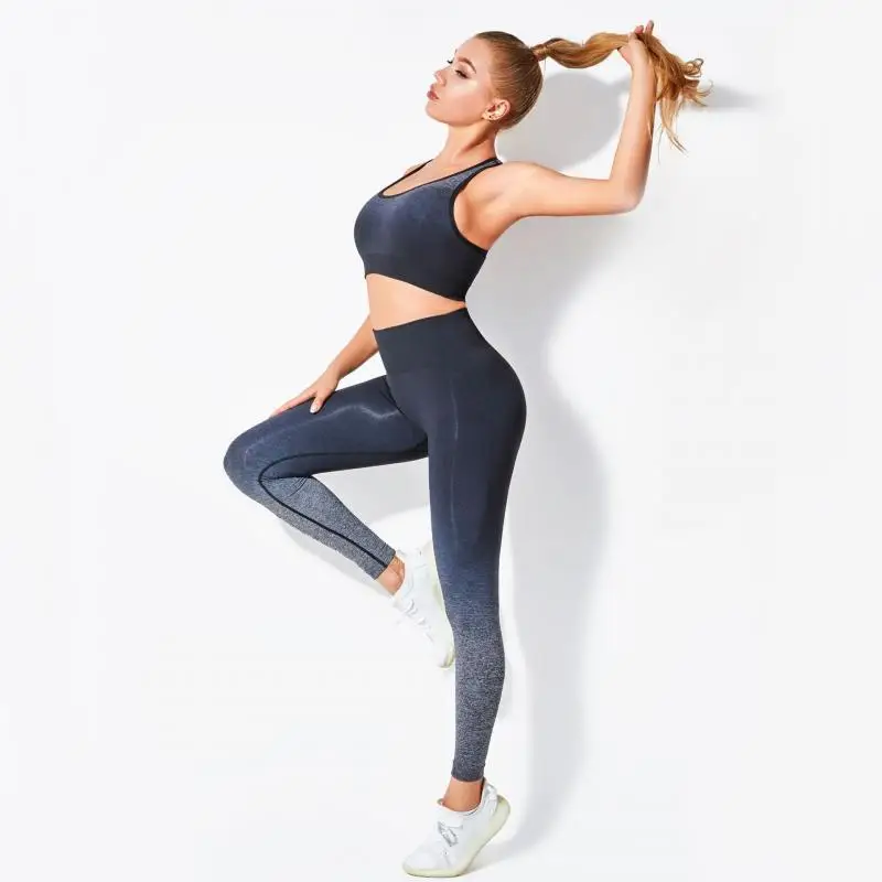 Бесшовные леггинсы с градиентным переходом женские штаны для йоги высокой