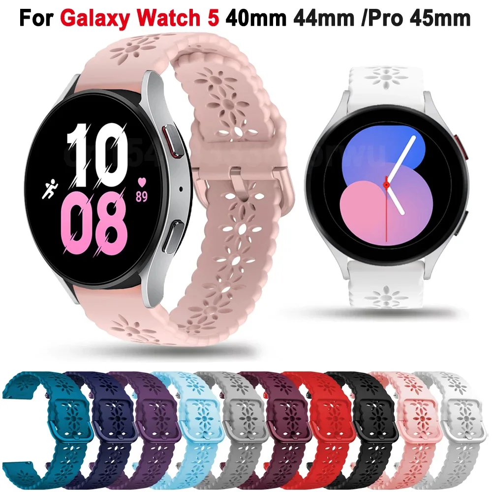 

20mm Watchband For Samsung Galaxy Watch 5 Straps Watch5 Pro 45mm Watch 4 44mm 40mm /4 Classic 46mm 42mm Silicone Bracelet Correa