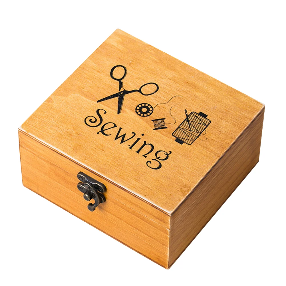 

Sewing Kit Supplies Wooden Mending Thread Tape Measure Box Beginners Diy Fabric Needlework Needles Set Accessories Spools