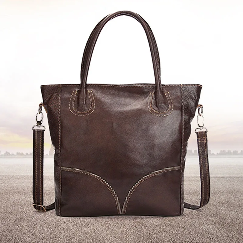 New genuine leather women's bag first layer cowhide women's casual handbag large capacity shopping bag tote bag