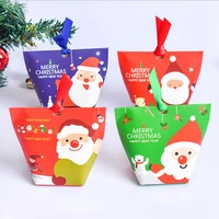 12pcs mix color merry christmas happy new year candy box red green purple santa paper gift bag candy container for kids b075