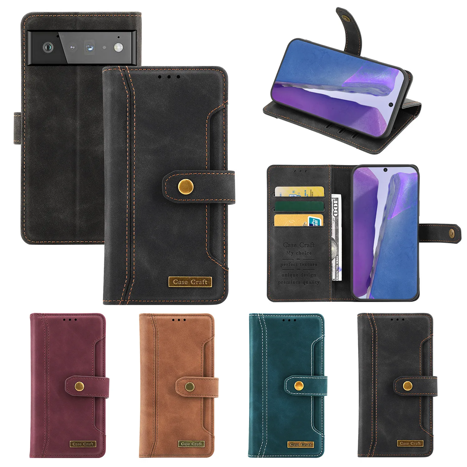 

Luxury Leather Stand Phone Case for Google pixel6 google pixel6pro Card Slot Holder Wallet Back Flip Cover
