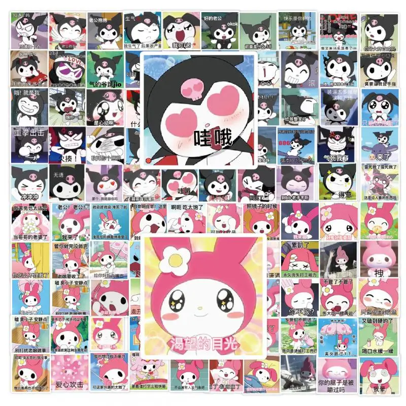 

Kawaii Sanrios Stickers Kuromi Mymelody Cartoon Cute Computer Hand Account Anime Graffiti Stickers Girl Birthday Gift