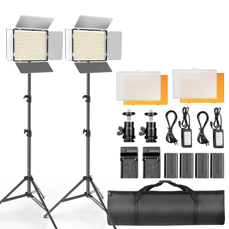 

TL-600S 2pcs Video Light LED Panel Light Photography Studio Lamp Dimmable with 2m Tripod for Youtube Live Makeup Shooting video