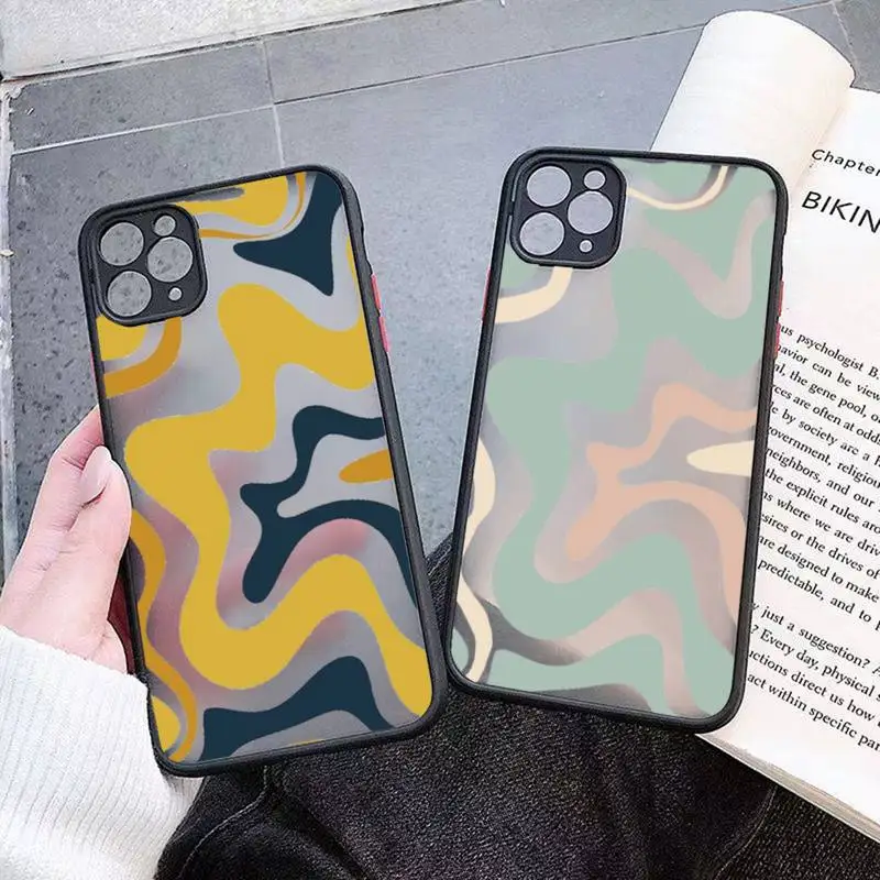 

Modern Liquid Swirl Abstract Pattern Retro Phone Case matte transparent For iphone 14 11 12 13 plus mini x xs xr pro max cover