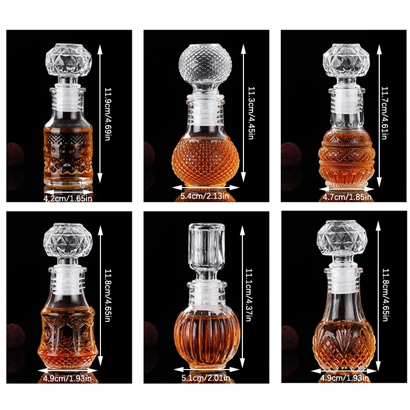 1Pc 50ml Whisky Glass Liquor Bottles With Screw Cap For Alcohol Carved Perfume Honey Jar Mini Container Wedding Handmade Gift images - 6