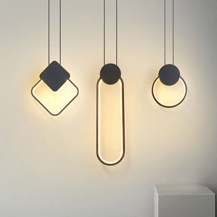 

Modern Bedside Bedroom Pendant Light Acrylic Eclipse Pendant Lamps Kitchen Restaurant Bar Table Suspension Hanging Lamp