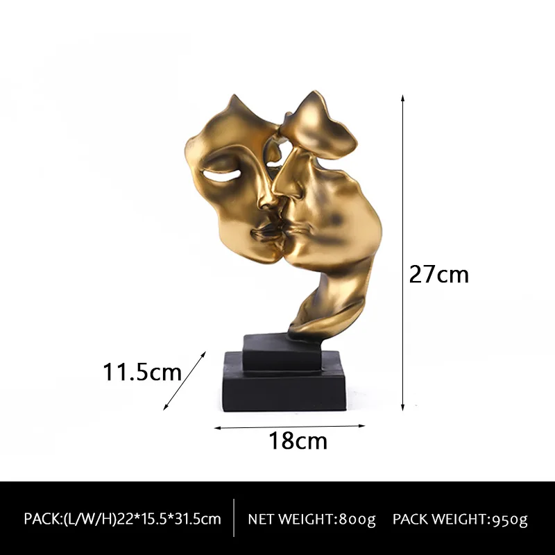 Золотая Статуя Искусственная Маска Современная Фигурка Из Смолы Для Гостиной