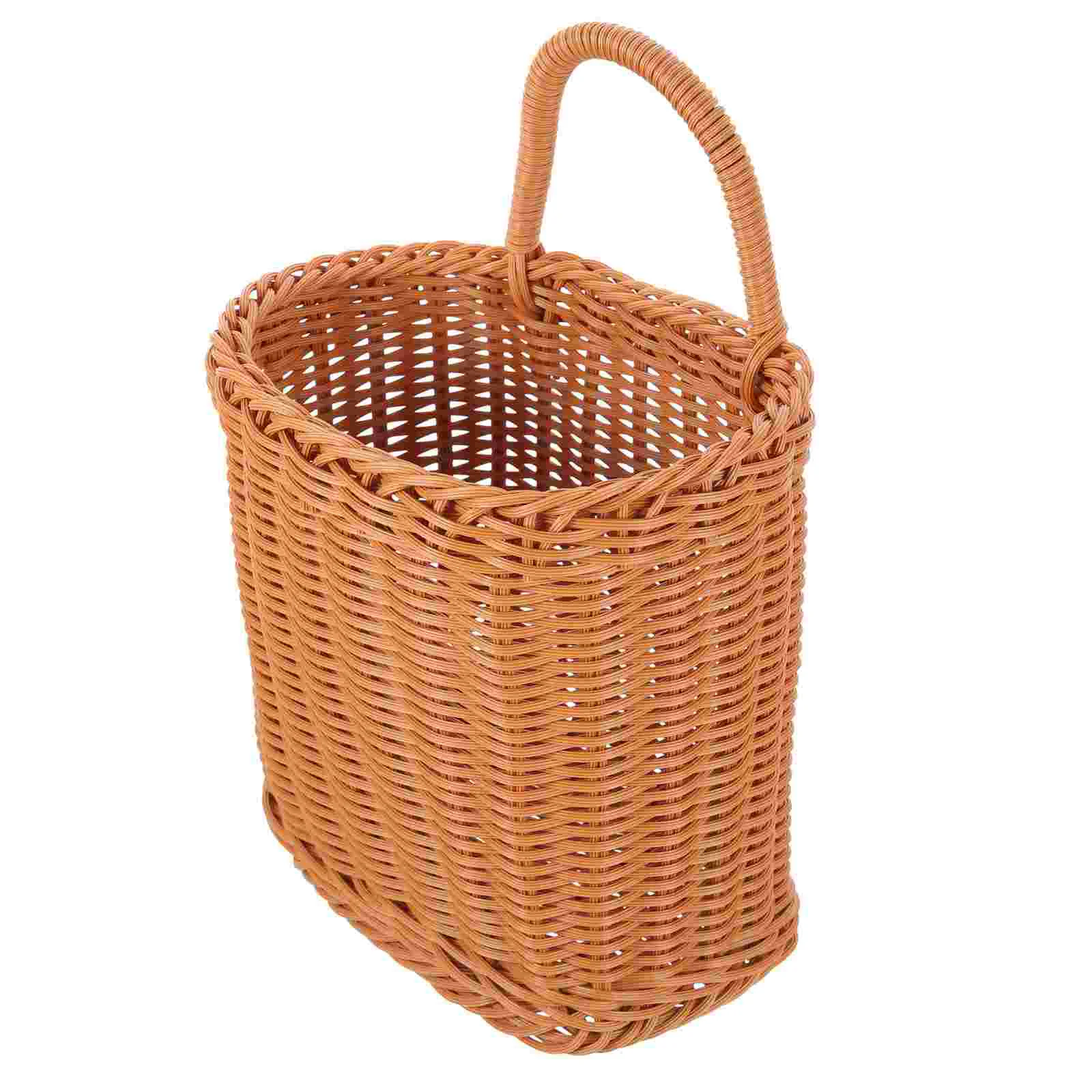 

Basket Hanging Wall Storage Flower Woven Rattan Baskets Wicker Planter Shelf Crystal Display Pot Holder Organizer Fruit Vase