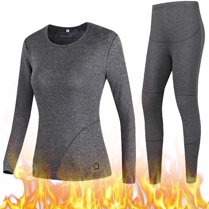 

Winter Heating Underwear Set USB Electric Heated Warm Tops Pants Smart 3 Speed Temperature Control Women Men Ski Underwear