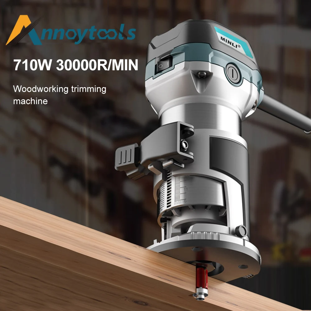 710W 30000r/min Woodworking trimming machine Wood Router Tool Combo Kit,Woodworking Electric Hand Trimmer With Milling Cutter