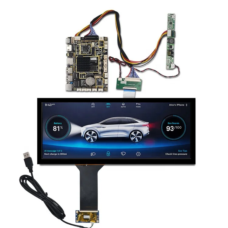 

Ips 12.3 Inch 1920*720 Automotive Tft LCD High Brightness Car Bar Display Touch Screen Wireless WIFI USB Android System Board