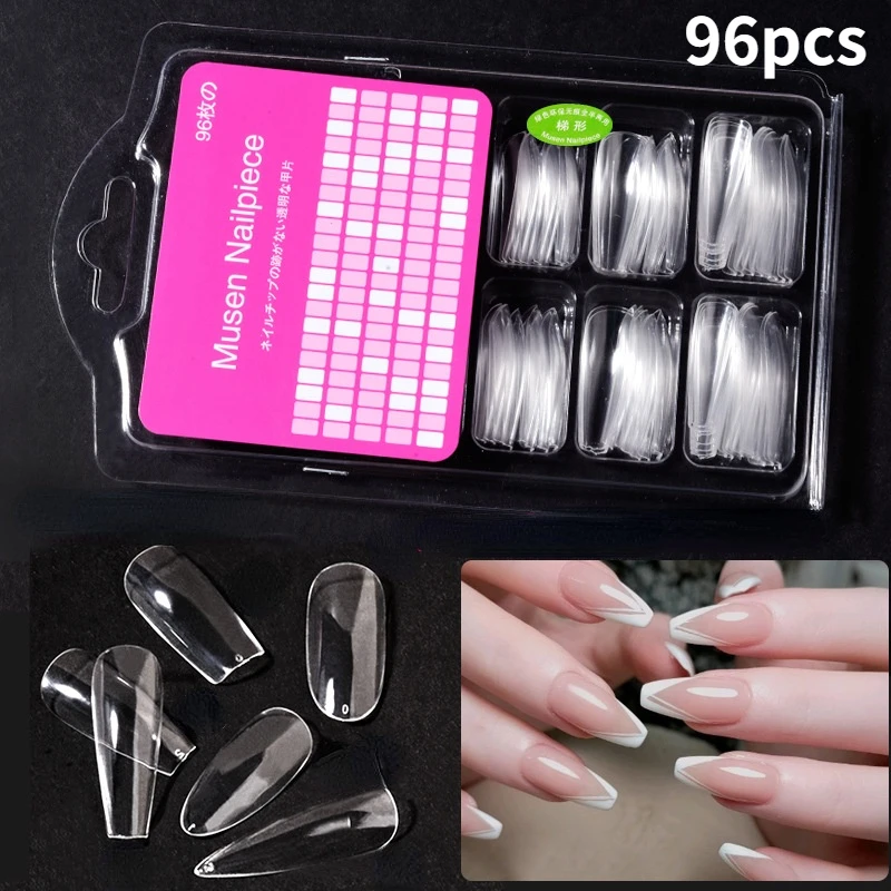 

96pcs/lot Professional Fake Nails Coffin French False Nails Tips Stiletto Ballerina Toenail Tip Manicure Clear Full Half Cover