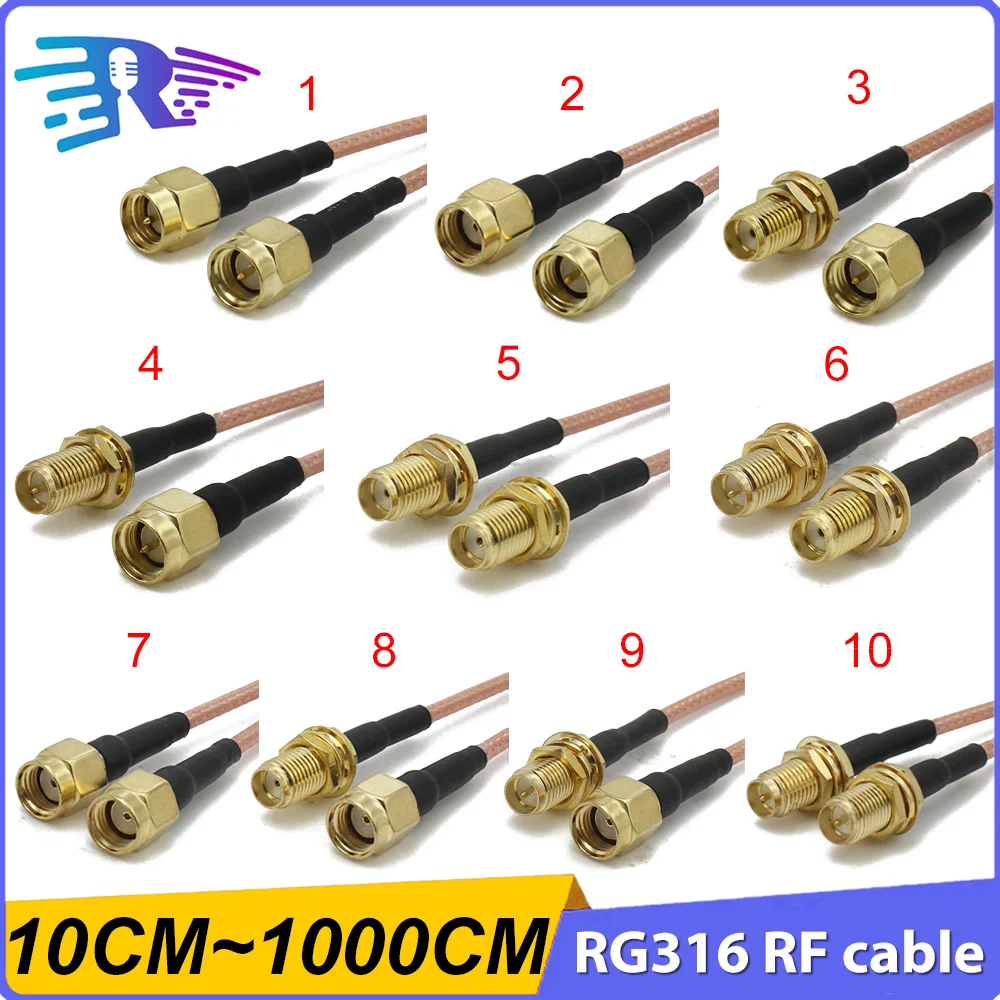 Прямой обжимной соединитель RG316 SMA в / RP папа мама радиочастотный коаксиальный