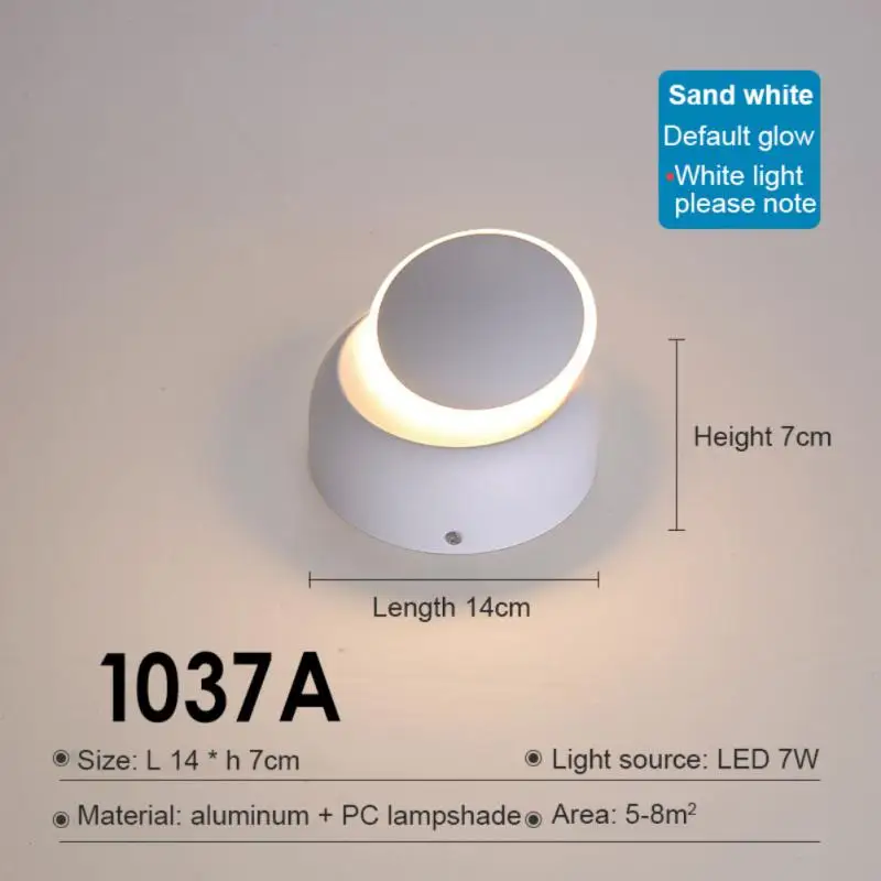 

Nordic LED Night Light Simple Bedroom Bedside Wall Lamp Creative Living Room Kitchen Aisle Circular Rotatable Bedroom Wall Light