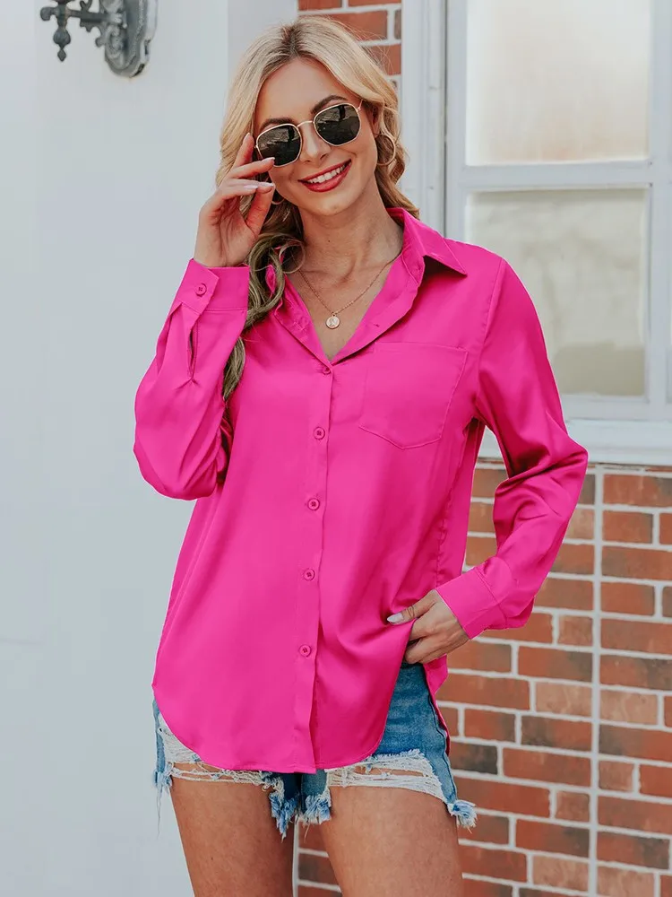 

2023 новые блузки для женщин, модные рубашки с отложным воротником и длинным рукавом для работы в офисе, женские элегантные блузки больших раз...