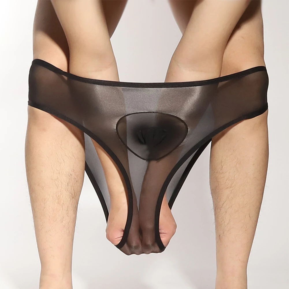 

Sexy Men Briefs Oil Shiny Unisex Panties Seamless Ultra-thin See Through Knickers Mesh Stretch Lingerie Erotic Shorts Underwear