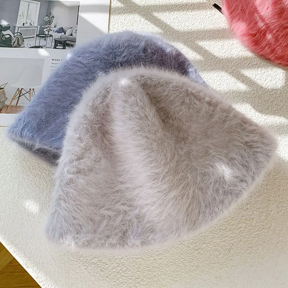 Уличная плюшевая Панама пушистая Мягкая шапка теплая зимняя Солнцезащитная для