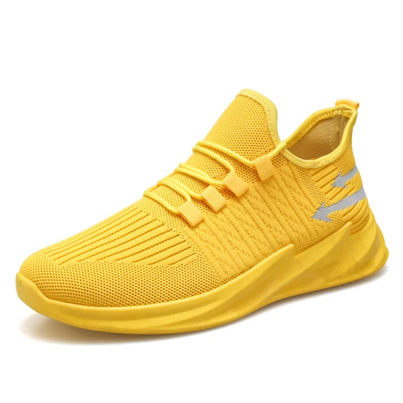 

Men Shoes Summer Breathable Mesh Sneakers Men Lightweight Couples Comfort Non-slip Lace Up Yellow Casual Shoes Tenis Masculino