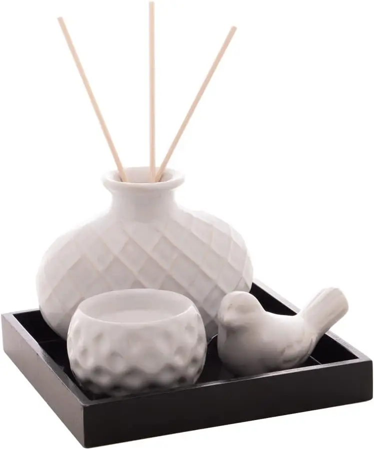 

Set of 4 Pieces for Ceramic Diffuser White - Ceramic Bottle Gift Decoration Aroma Essential Oil Diffuser Car Home Fragrance