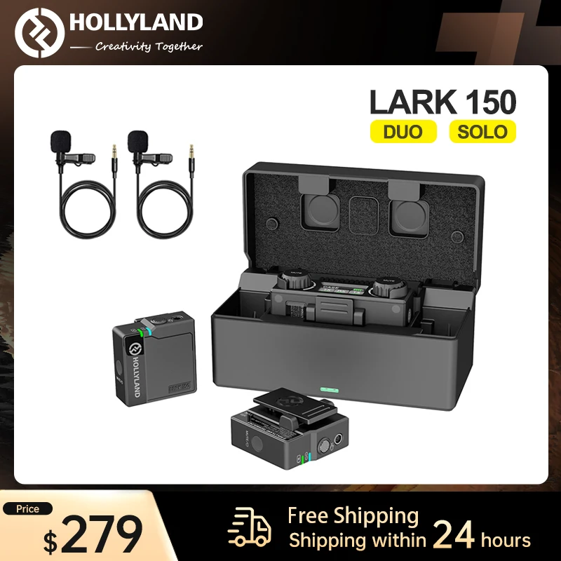 Hollyland Lark 150 [Official] Wireless Lavalier Microphone 2 Send 1 Receive 20.5g Live Interview Vlog Photography Microphone