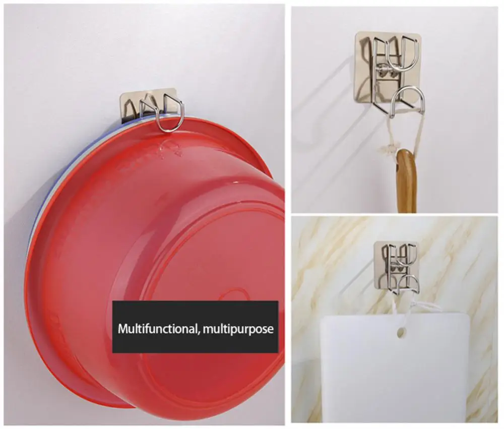 

1/2PCS Stainless Steel Washbasin Rack Punch-free Saving Space Wall-Mounted Bathroom Kitchen Basin Hooks Storage Holder Hooks