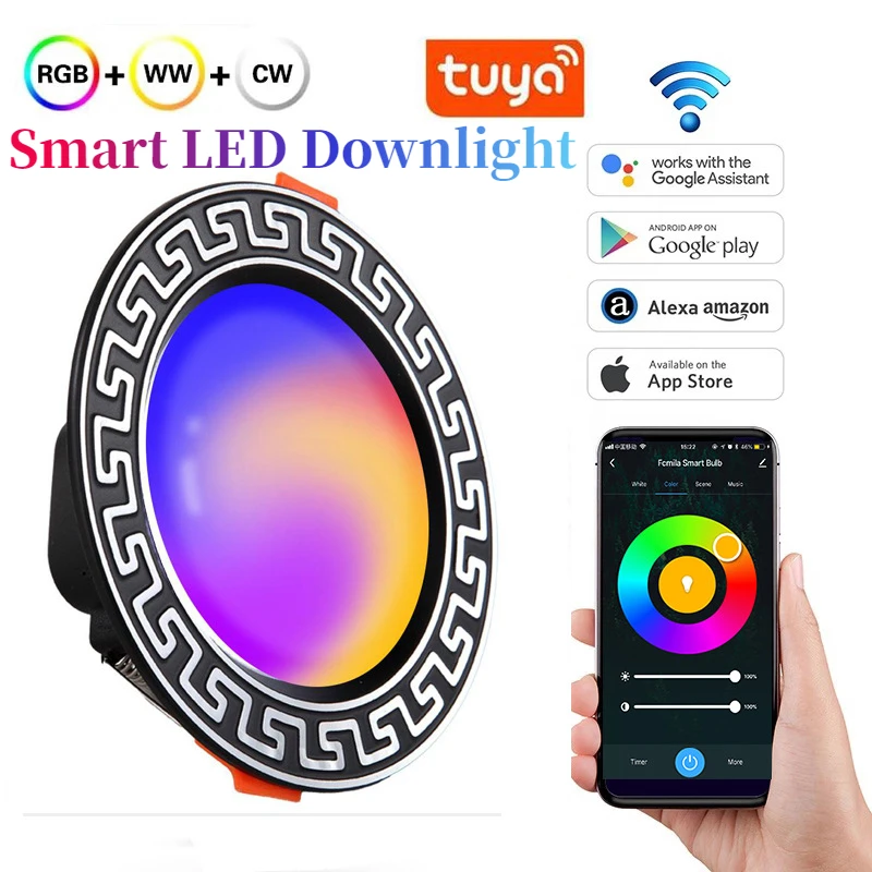 

6W RGBCW Tuya Smart LED Downlight WIFI Mobile App Control Timing Dimming Color Adjusting Compatible with Alexa Google Home