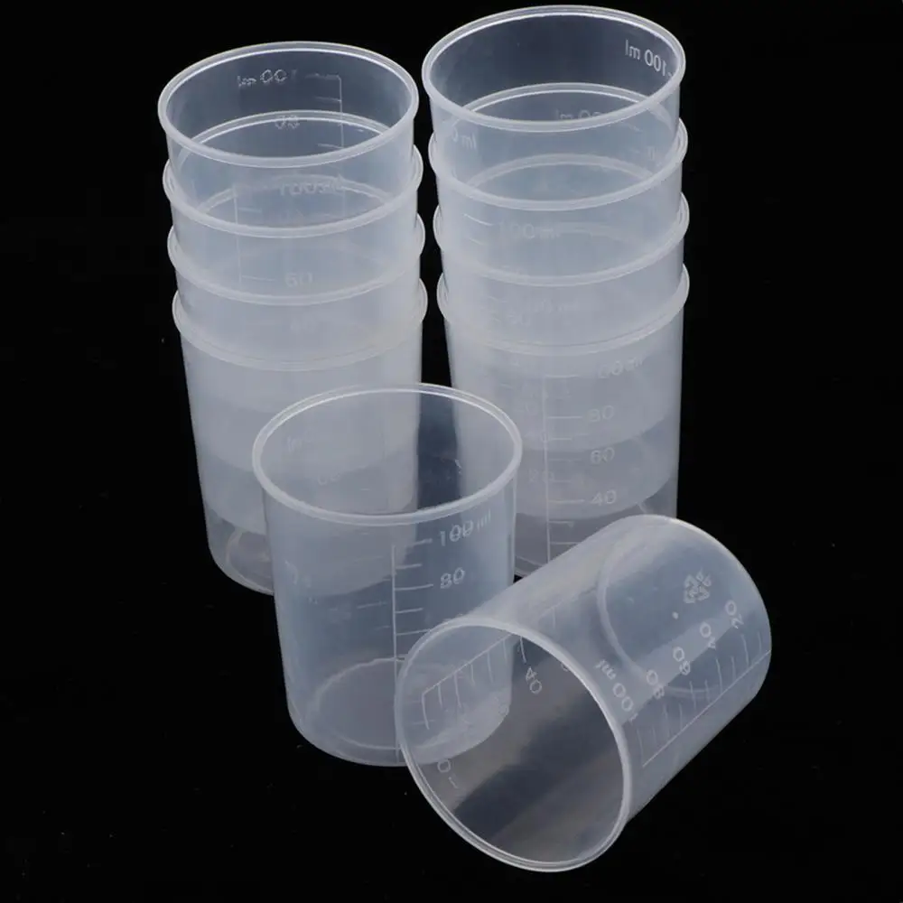 

10Pcs 100ml Plastic Measuring Cups, Epoxy Resin Cups, Resin Mixing Cups for Casting Molds, Art, Waxing, Kitchen, Lab