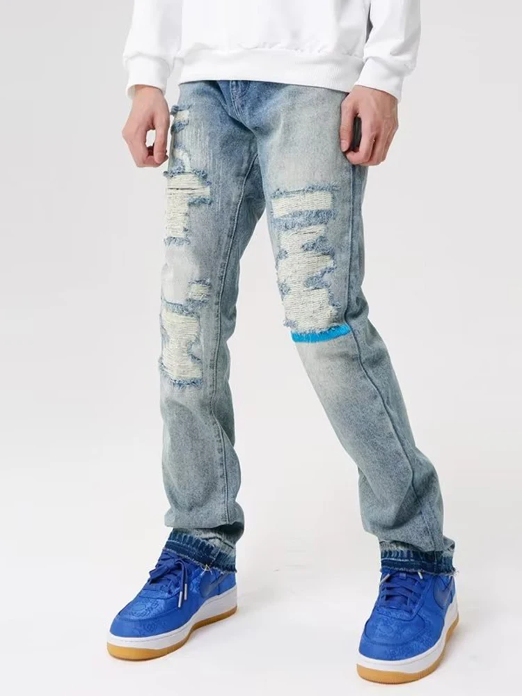 Y2K Men's Jeans Trendy New Style Youth Popular Artistic Loose Straight-Leg Summer Long Pants Washed Menswear Mens Jeans Denim