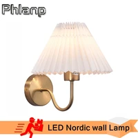 phlanp vintage style pleated wall lamp for bedroom pleated wall lamp guesthouse decoration aisle bedroom light bedside lamp